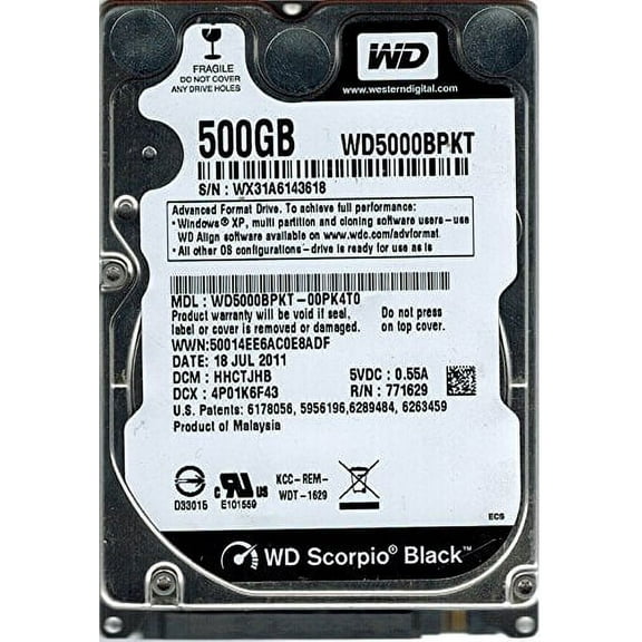 Western Digital WD5000BPKT-00PK4T0 500GB DCM: HHCTJHB