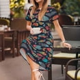 thumbnail image 3 of Easygdp Colorful Fish para Vestido Transpirable de Mujer, Vestido Suelto de Manga Corta con Pliegues y Bolsillos para el Verano, 3 of 6
