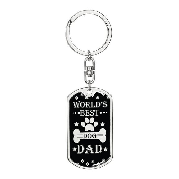 Dog Dad Stainless Steel or 18k Gold Premium Swivel Dog Tag Keychain