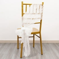 BalsaCircle 5 White Crinkled Sheer Organza Chair Sashes Wedding Party Events Reception Home Decorations Supplies