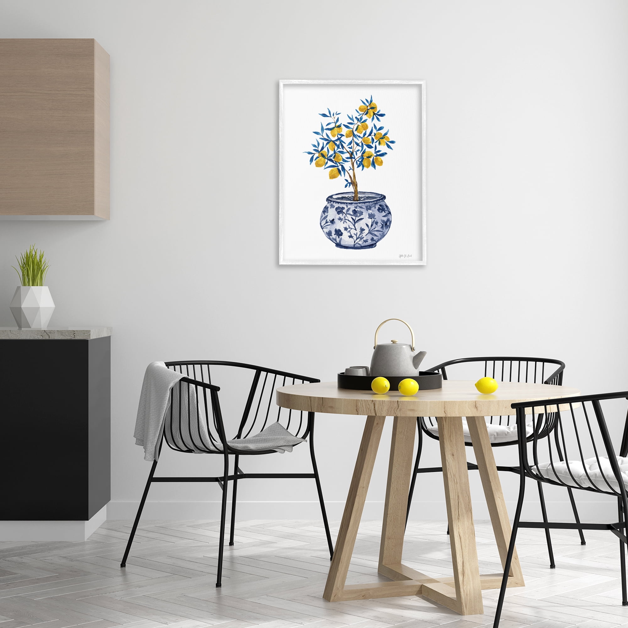 Stupell Industries Lemon Tree in Chinoiserie Food & Beverage Painting White Framed Art Print Wall Art, 24 x 30