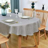 Oval Tablecloth Silver Grey Faux Linen Farmhouse Table Cover Wrinkle Resistant and Anti-Shrink Washable Fabric Table Cloth for Dining Kitchen Party for Indoor and Outdoor 60 x 84 Inch