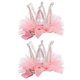 thumbnail image 1 of 2pcs Fashion Headwear Diamond Three-Dimensional Mesh Crown Hairpin Hair Accessories for Girls Children (Pink), 1 of 3