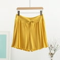 thumbnail image 2 of Uaswgudfs ​Relaxed-Fit Shorts for Women – Elastic Waist, Cuffed Hem & Breathable Summer Loungewear Yellow L, 2 of 4