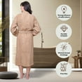 thumbnail image 3 of GOLD TEXTILES Premium Terry Cloth Robes for Women Lightweight Long Bathrobe, Adjustable Towel Robe Belt with Collar Small Long Nougat Pack of 2, 3 of 6