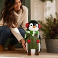 thumbnail image 4 of Light‑Up Christmas Penguin Resin Statue, Winter Penguin Figurine with Earmuffs Scarf and Mini Sled, LED Lighted Festive Sculpture for Indoor Porch Tabletop Holiday Home Decor, 4 of 7