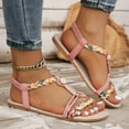 thumbnail image 4 of Bohemian Beach Dress Sandals for Women 2025 Summer Boho Braided Open Toe Flats Slingback Dressy Sandals, 4 of 6