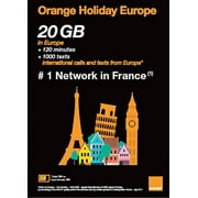 Orange Holiday Europe Prepaid SIM Card 20GB Internet Data in 4G/LTE Data Tethering Allowed +120 MM =1000 Texts in 30 Countries in Europe (2 Pack of 20GB)