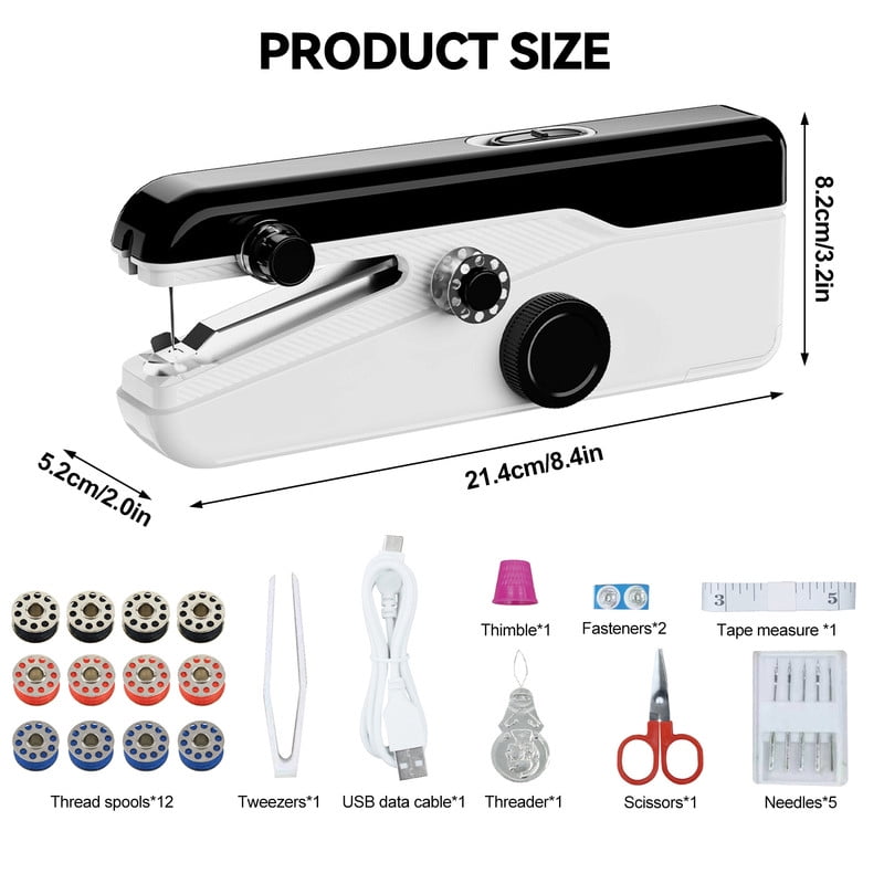 Mini Sewing Machine, Handy Handheld Sewing Machine with Sewing Kit, Electric Quick Stitch Tool, Perfect for Adults, Beginners, and Quick Home Repairs（Black）
