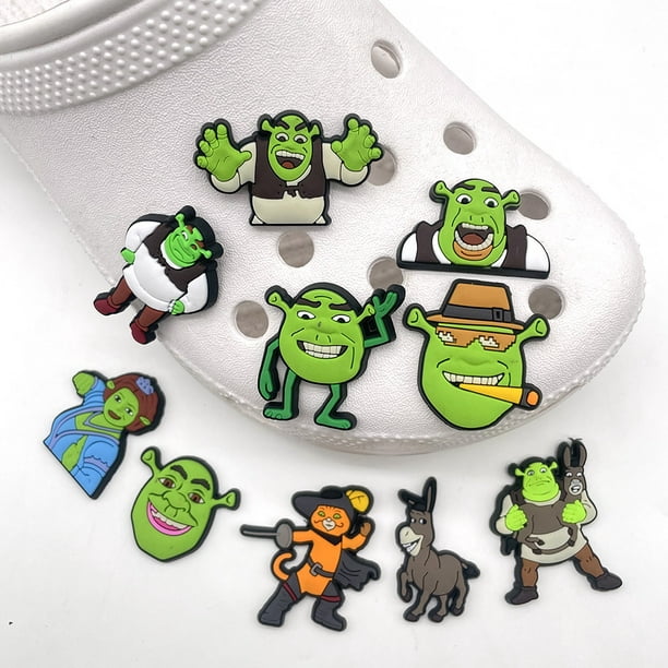 10PCS Shoes Charms for Shrek Ear Charms, Durable WaterProof Shoe Decoration  for Croc Charms, Cartoon Charm Bracelet Wristband Accessories
