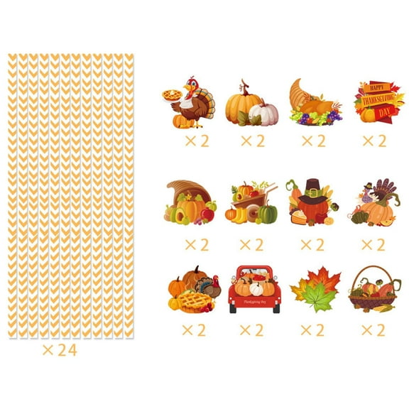 100Fens Thanksgiving Decoration 24pcs Straws Party Decoration Flag Straws