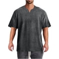 thumbnail image 2 of Zylanna Men's T-Shirts Tee, Summer V-Neck Short Sleeve Solid Color Stretchy Tops for Sport Dark Gray, 2 of 7