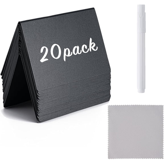 20 Pack 4"x3"Mini Chalkboard Signs, Reusable and Reserved Table Signs, Easy to Write and Wipe Out, Food Labels for Parties - Buffets - Birthdays -Bakery-Table Numbers-Weddings