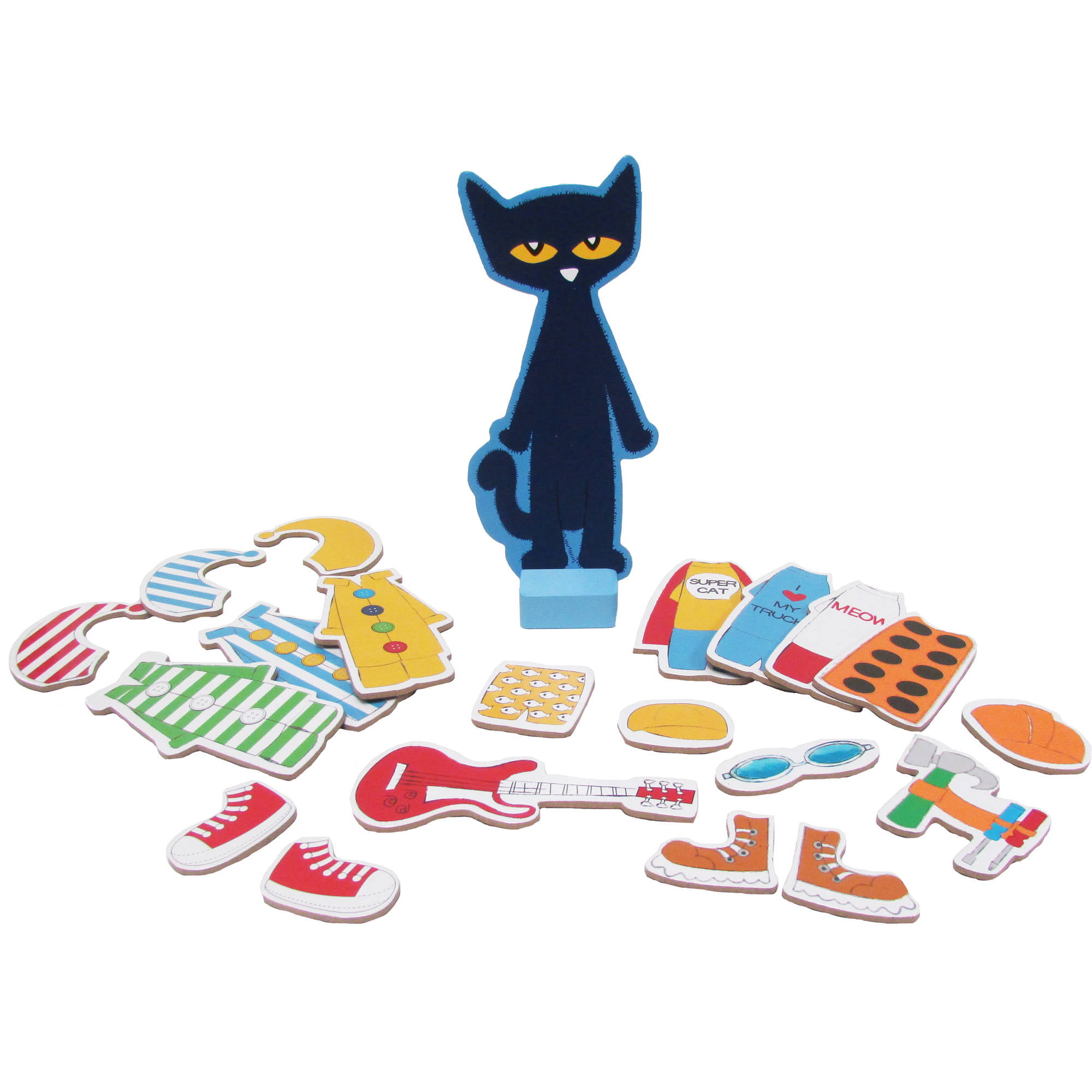 NEW Kids Preferred Pete The Cat Wood Magnetic Dress Up Set 34 Piece SHIPS FREE