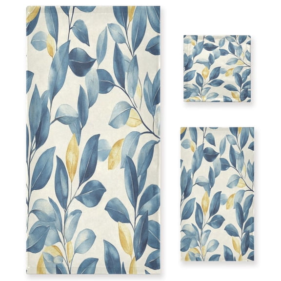 Three-Piece Towel Set Face Towel Towel Set Hand Towel Bath Towel Cotton Bath Towels Bath Towel Sets Hand Bath Towels Pretty Leaves