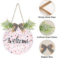 thumbnail image 2 of Coolnut Welcome Sign with Wreath for Front Door, Rustic Round Hanging Welcome Sign, Wall Housewarming Gift for Home 11.8in, Pink Polka Dot Home Decor, 2 of 7