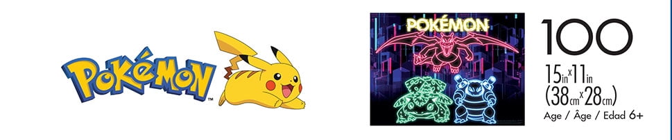 Buffalo Games 100-Piece Pokemon Final Evolution Neon Jigsaw Puzzle