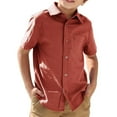 thumbnail image 3 of Short Sleeve Solid Color Boys Casual Button Blouse Kids Children Lapel Cotton Tops with Pocket for 5-14 Years, 3 of 7