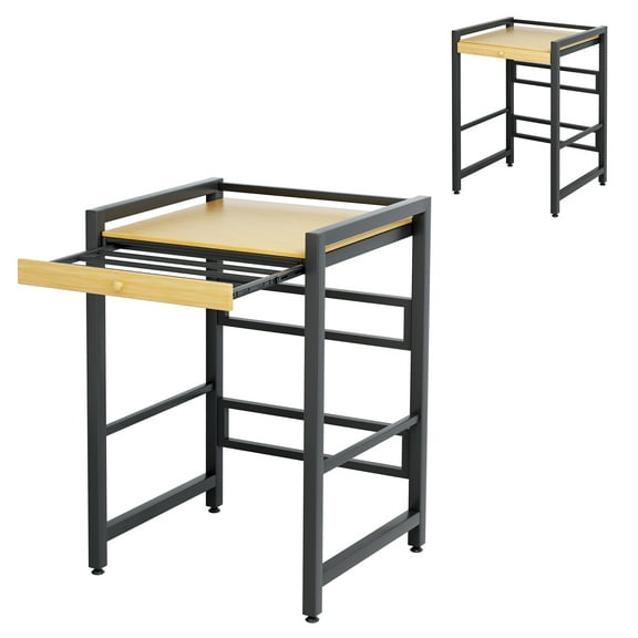 DJZ Over the Washer Storage Shelf Washing Machine Storage Stand Washing Machine and Dryer Storage Utility Rack Laundry Room Shelves with Countertop,Height Adjustable (Wooden Color)