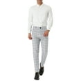 thumbnail image 2 of Unique Bargains Men's Slim Fit Plaid Business Pants Trousers with Pockets 30 Light Grey, 2 of 7