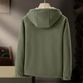 thumbnail image 4 of Timoontee Men's Sherpa Lined Jacket Fall Winter Warm Hooded Coats Solid Fleece Zipper Jacket Coat Casual Comfy Outerwear Coat with Zip Pocket Army Green XL, 4 of 6