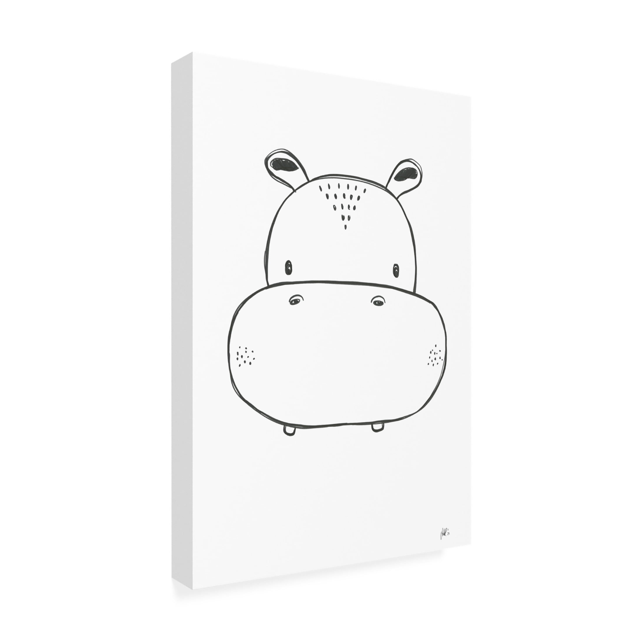 Canvas Wall Art - Lor Muller 'Hippo' Wall Art for Living Room, Bedroom, or Office Décor by Trademark Fine Art - 16 x 24 Inches