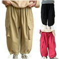 thumbnail image 2 of Zwiiyzr 2-8 Years Boys Girls Athletic Pants Lightweight Hiking Cargo Pants with Pockets for Outdoor Running Black, 2 of 7