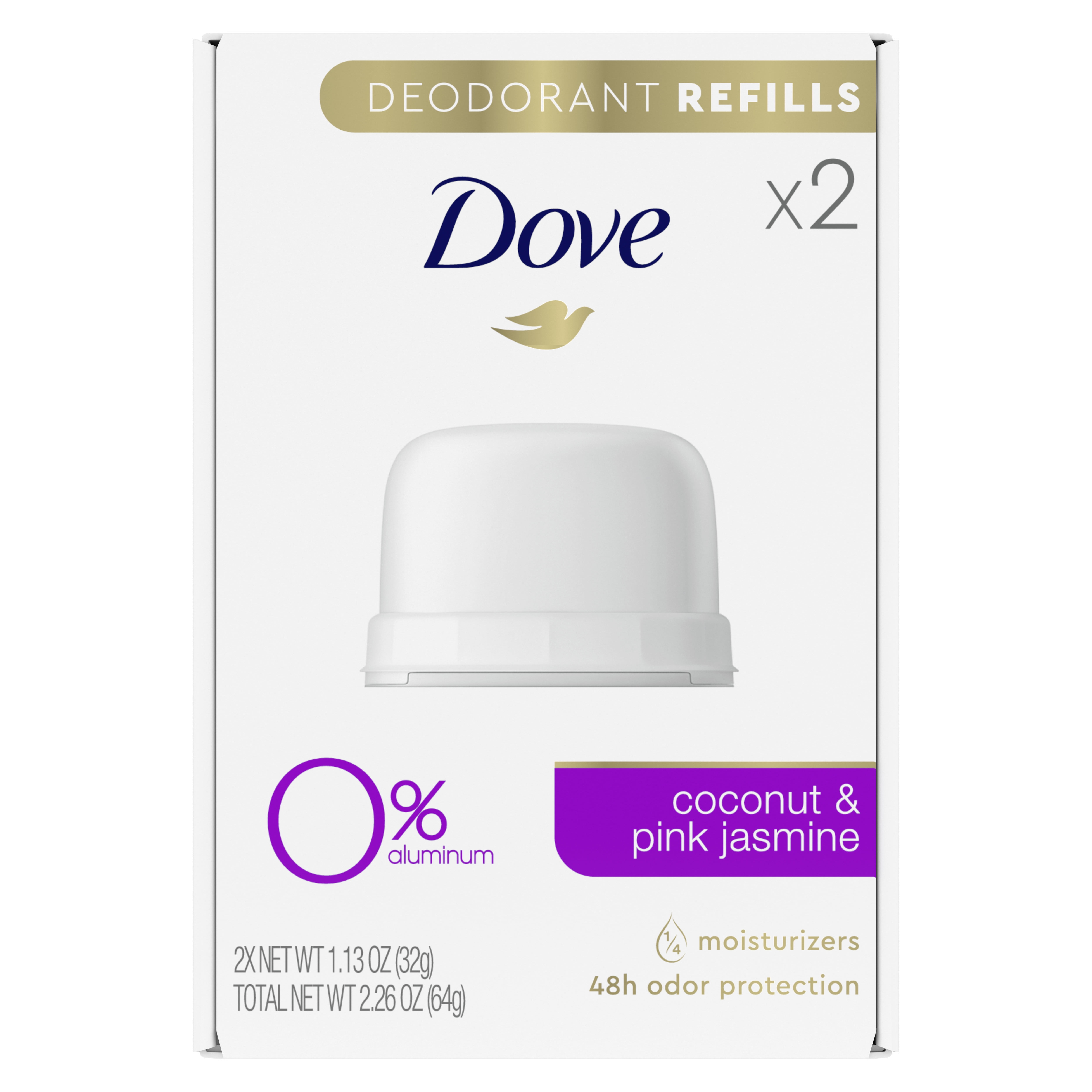 Dove Deodorant Refills Refill Kit Coconut + Pink Jasmine, 1.13 Oz., 2