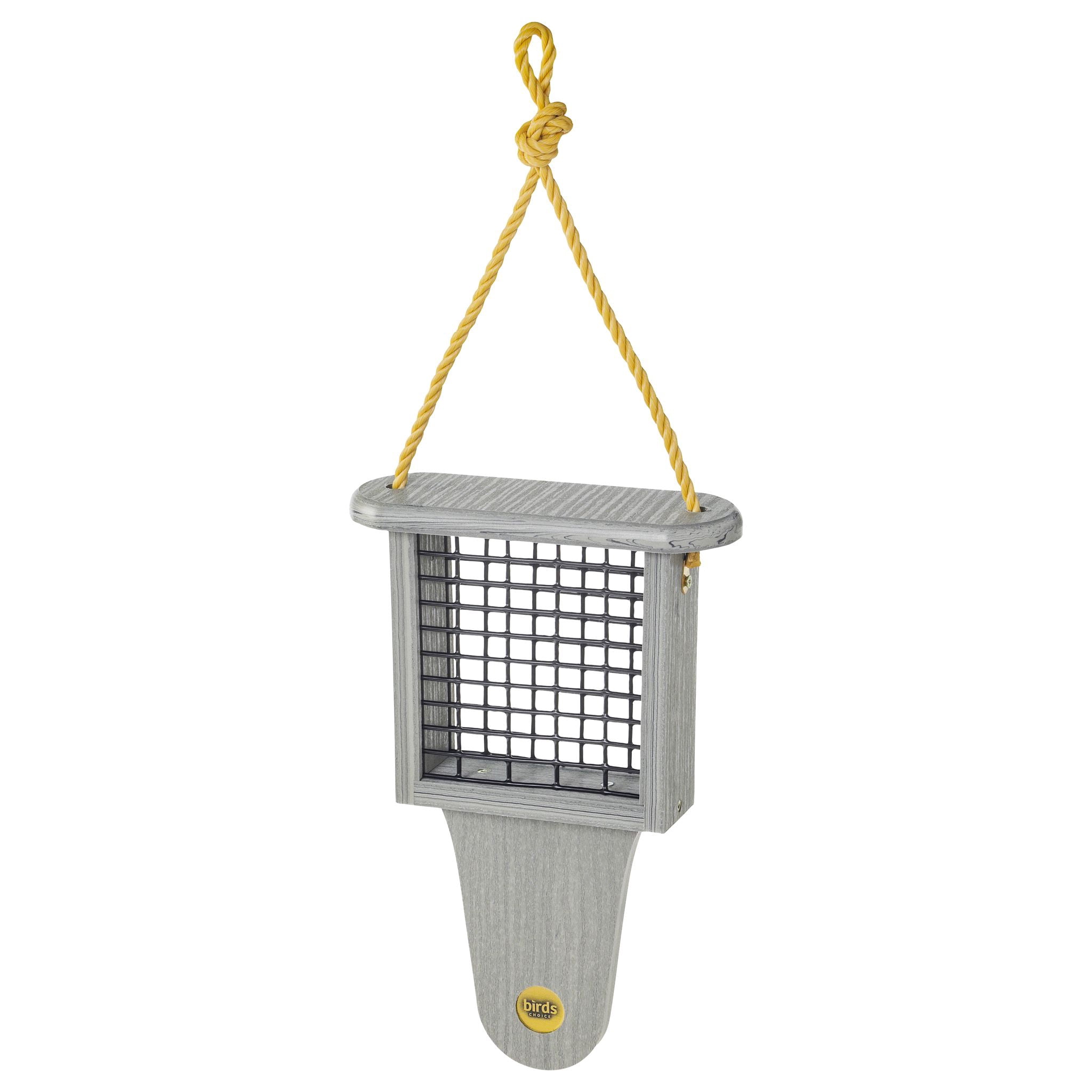 Birds Choice Modern Farmhouse Hanging Suet Bird Feeder with Tail Prop, Driftwood