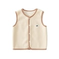 thumbnail image 2 of WAVSUF Winter Sweater Vest Children's Girls Plush Jacket Vest Cardigan Round Neck Waistcoat Beige Size 0 Months, 2 of 3