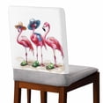 thumbnail image 2 of Summer Flamingo Chair Covers Set of 6 Green Slippers Blue Hat Beach Ocean Chair Back Covers Stretch Removable Washable Chairs Slipcovers Chair Protector for Dining Room Kitchen Party Decor, 2 of 5