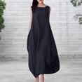thumbnail image 4 of PENGXIANG Womem Robe Sans Manches Grande Swing Coton Lin Casual Maxi Robe Vacances Plage, 4 of 9