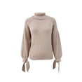 thumbnail image 4 of Seyurigaoka Women Knit Turtleneck Sweater Shirts Casual Loose Solid Color Long Sleeves Pullover Knitwear Tops Streetwear, 4 of 9