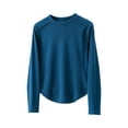 thumbnail image 3 of Ladies Fleece Thermal Long Sleeve Round Neck Undershirt Top Base Layer Warm Soft Loose Fit Winter Layering Cold Weather | CSEONE,Blue XL, 3 of 9