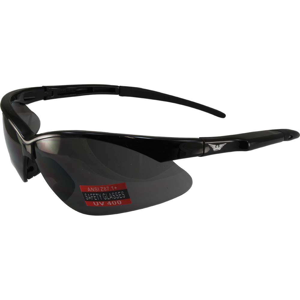 Fast Freddie Safety Glasses, Smoke Lens, Black Frame, Shatterproof