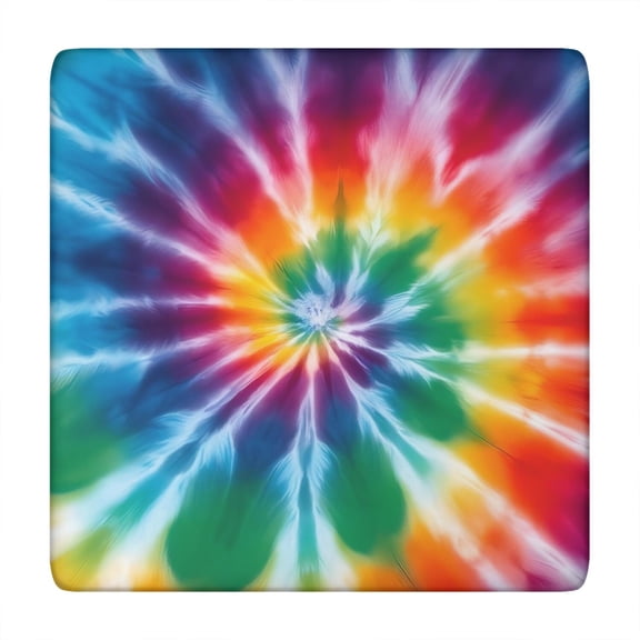 Colorful Rainbow Tie Dye Spiral Pattern Square Fitted Tablecloth with Elastic Edge,Square Table Cover,Washable Elastic Table Cover for Home Kitchen Party Decor 34"x34"