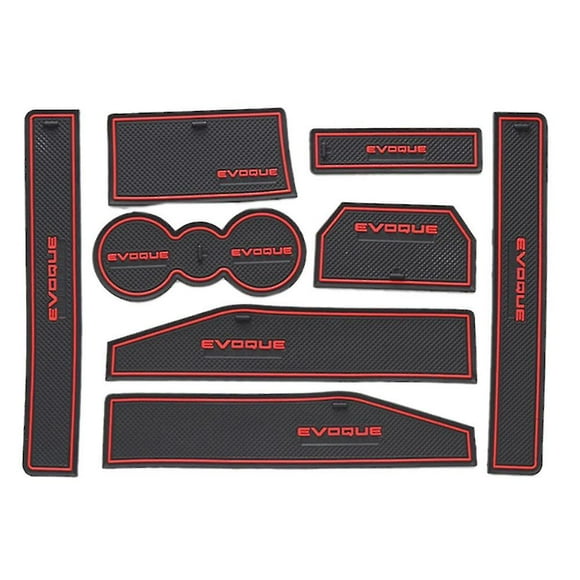 Tignapoo Premium 8-Piece Rubber Door Mats for Range Rover Evoque 2012-2018, Waterproof, Durable, Noise-Free, Scratch-Resistant, Easy to Clean, High-Temperature Resistant, Black & Red Options.