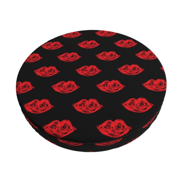 Balery Red Beautiful Lips Fundas de asiento para taburete de bar redondo de tela de terciopelo ajustables que protegen de arañazos y manchas para sillas de 14 a 17 pulgadas.-13 inch