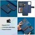 thumbnail image 5 of for Samsung Galaxy S25 Edge, Wallet Case with Magnetic Removable Inner Case, Classic Kickstand Wrist Strap Card Slots Full Body Protection Phone Cover for Men Women for Galaxy S25 Edge, Blue, 5 of 9