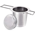 thumbnail image 3 of Colador de té con filtro de té y tapa/bandeja de goteo, colador de té de acero inoxidable para té suelto, diseño de mango plegable adecuado para la mayoría de tazas y tazones de té, 3 of 8