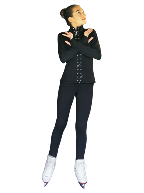 Chloe Noel PS711 Solid Color Skinny Yoga Off Ice Elite Figure Skating Pants w/ Front Pocket and Swarovski Crystal Block