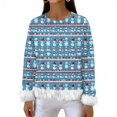 thumbnail image 5 of Women's Fashionable And Casual Long Sleeved Printed Pullover Sweatshirt, Christmas Design, Comfortable and Stylish Pullover for Women, Holiday Season Wear,Sky Blue,S, 5 of 5