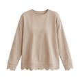 thumbnail image 6 of Womens Oversized Crewneck Sweatshirts Scalloped Casual Pullover Tops, 6 of 9