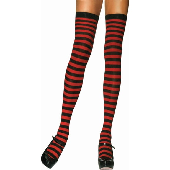 YooGuoGuo Nylon Striped Stockings Adult Hosiery Black/Red - One Size