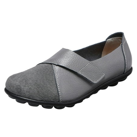 

eczipvz Womens Shoes Flats Slip Shoes Female Comfort Walking Flat Loafer Slip on Leather Loafer Comfort Flat Shoes Outdoor Driving Shoes Fashion Shoes (Grey 7)