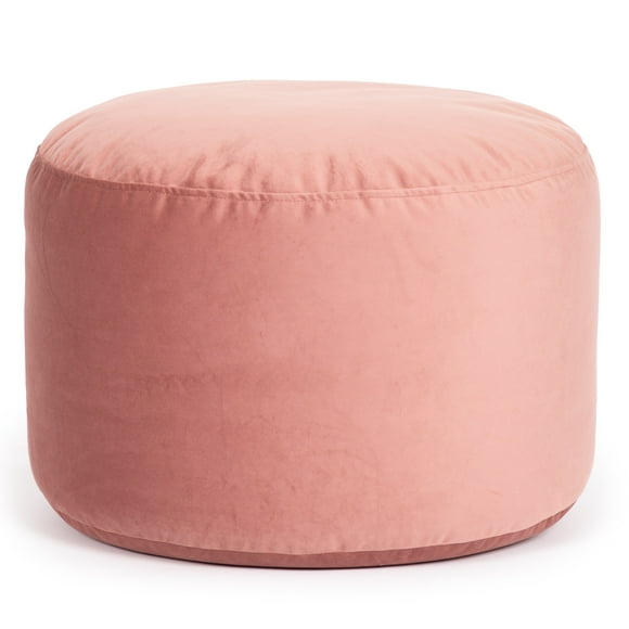 Belgique Rose Velvet Pouf Ottoman – Floor Cushion, Soft Polystyrene Bean Bag Footstool, Durable & Lightweight Accent for Living Room or Office