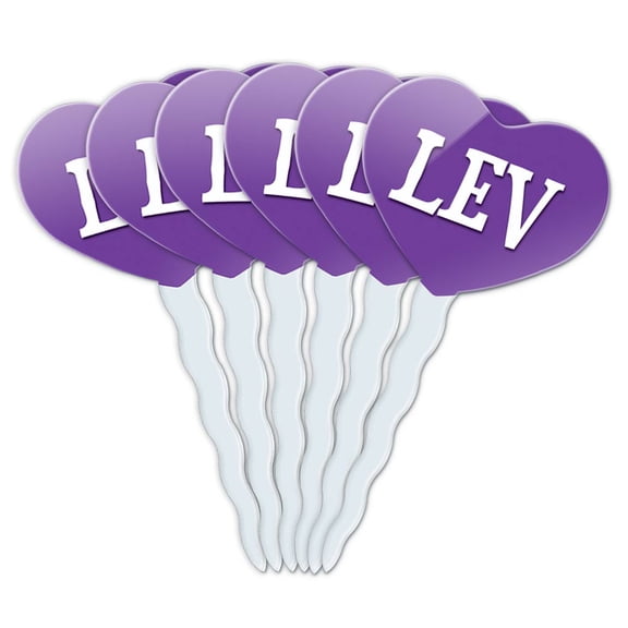 Lev Heart Love Cupcake Picks Toppers - Set of 6