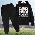 thumbnail image 2 of WEIYLL Outfits for Boys Sets Hooded Football Personality Letter Printed Pants Football Rugby Activity Black Suits 4-5 Years, 2 of 3