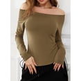 thumbnail image 3 of Women Crop Off-Shoulder Tops Solid Color Long Sleeve Shirt Casual Pullovers for Club Streetwear Aesthetic Clothes, 3 of 9