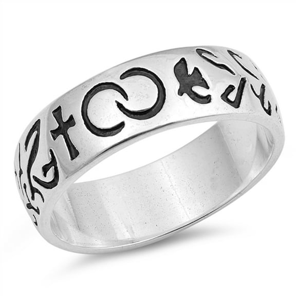 Eternity Cross Dove Infinity Symbol Promise Ring Sterling Silver Band 925 Jewelry Female Male Size 8